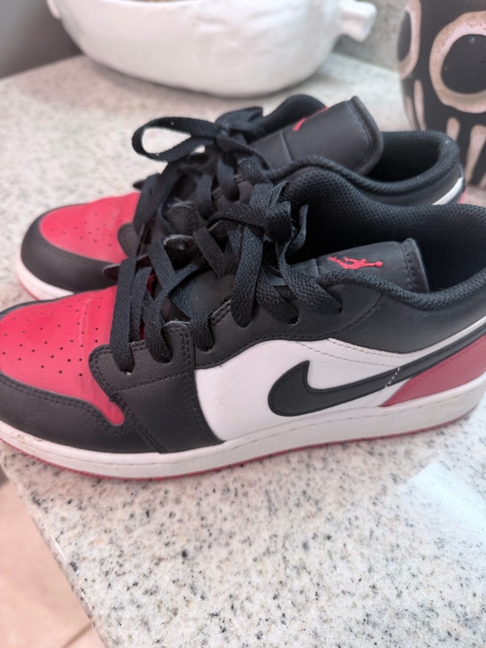 Nike Jordans Black White Red Low-Top Sneakers